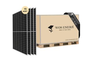 WOS ENERJİ 15'li Palet Güneş Paneli Half Cut 450 Watt Monokristal Perc 144 Hücreli Solar Panel