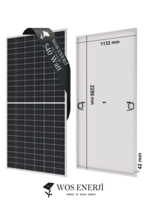 WOS ENERJİ Güneş Paneli Half Cut 540 Watt B Sınıfı Monokristal Perc 144 Hücreli