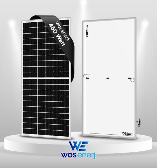 WOS ENERJİ 450 W Watt Güneş Paneli Half Cut  Monokristal Perc 144 Hücreli (A- Class)