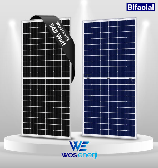 WOS ENERJİ 545 W Watt Güneş Paneli Half Cut Bifacial Perc 144 Hücreli (A- Class)