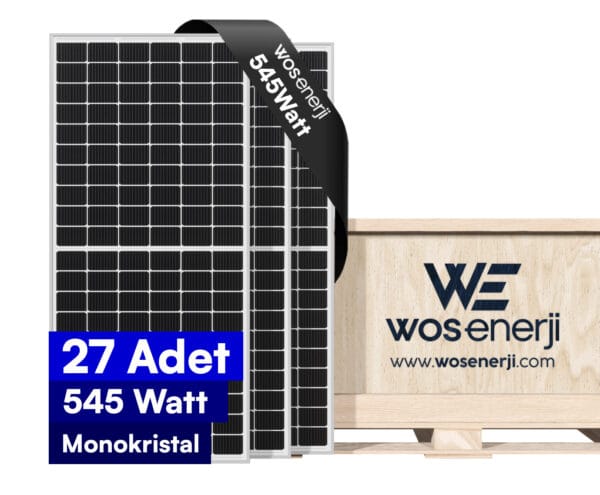 WOS ENERJİ 27'li Palet 545 W Watt Güneş Paneli Half Cut Monokristal Perc 144 Hücreli Solar Panel (A+ Class)